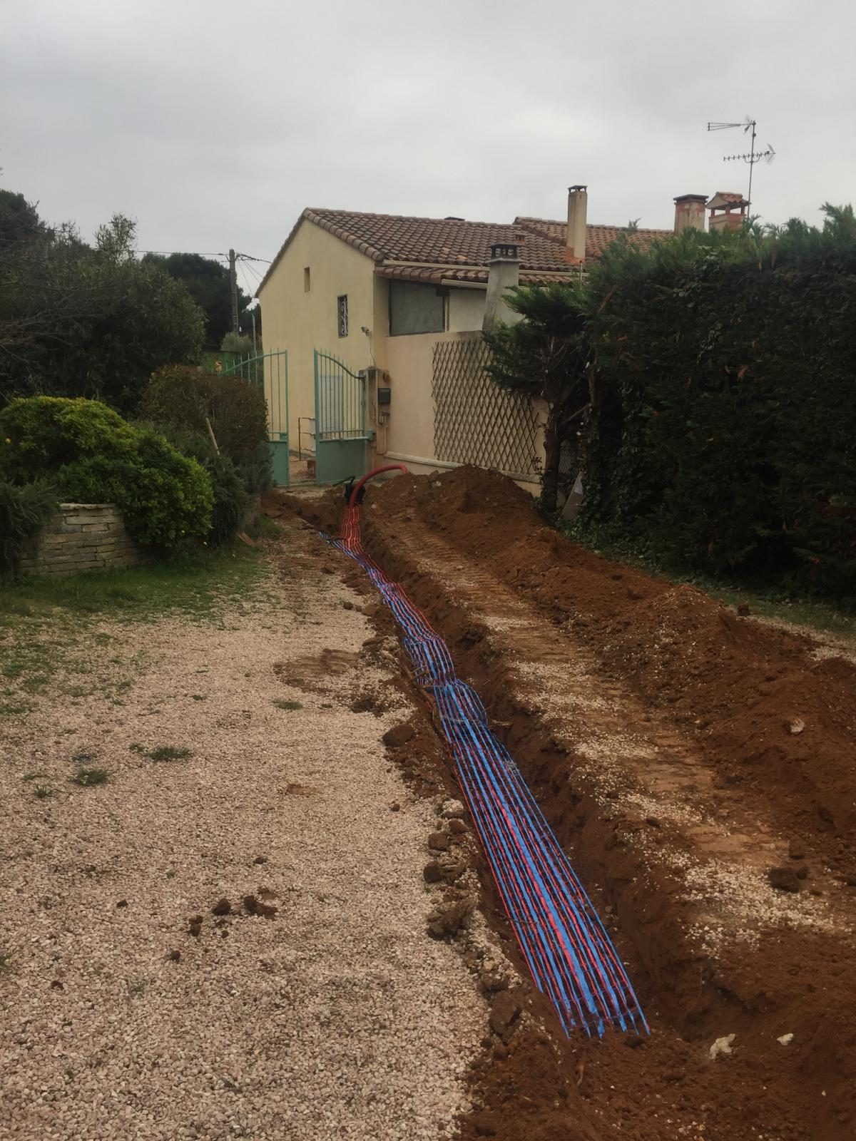 Tranchée de raccordement aux réseaux